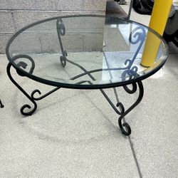 Wrought Iron Coffee and End Table With Glass