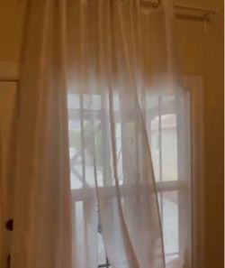White curtains - long, mix of grommet and rod pocket styles