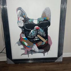 frenchie painting  frame 