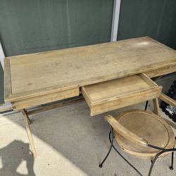 Wood Desk With Matching Chair 