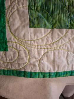 Handmade Patchwork Quilt Green and White