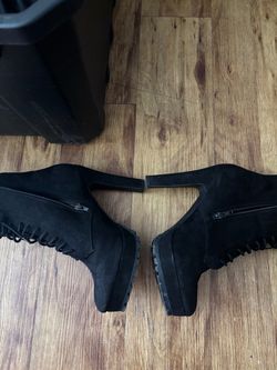 Black Suede Platform Ankle Boots