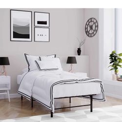 Metal Platform Bed Frame and Mattress Foundation, Black - Twin