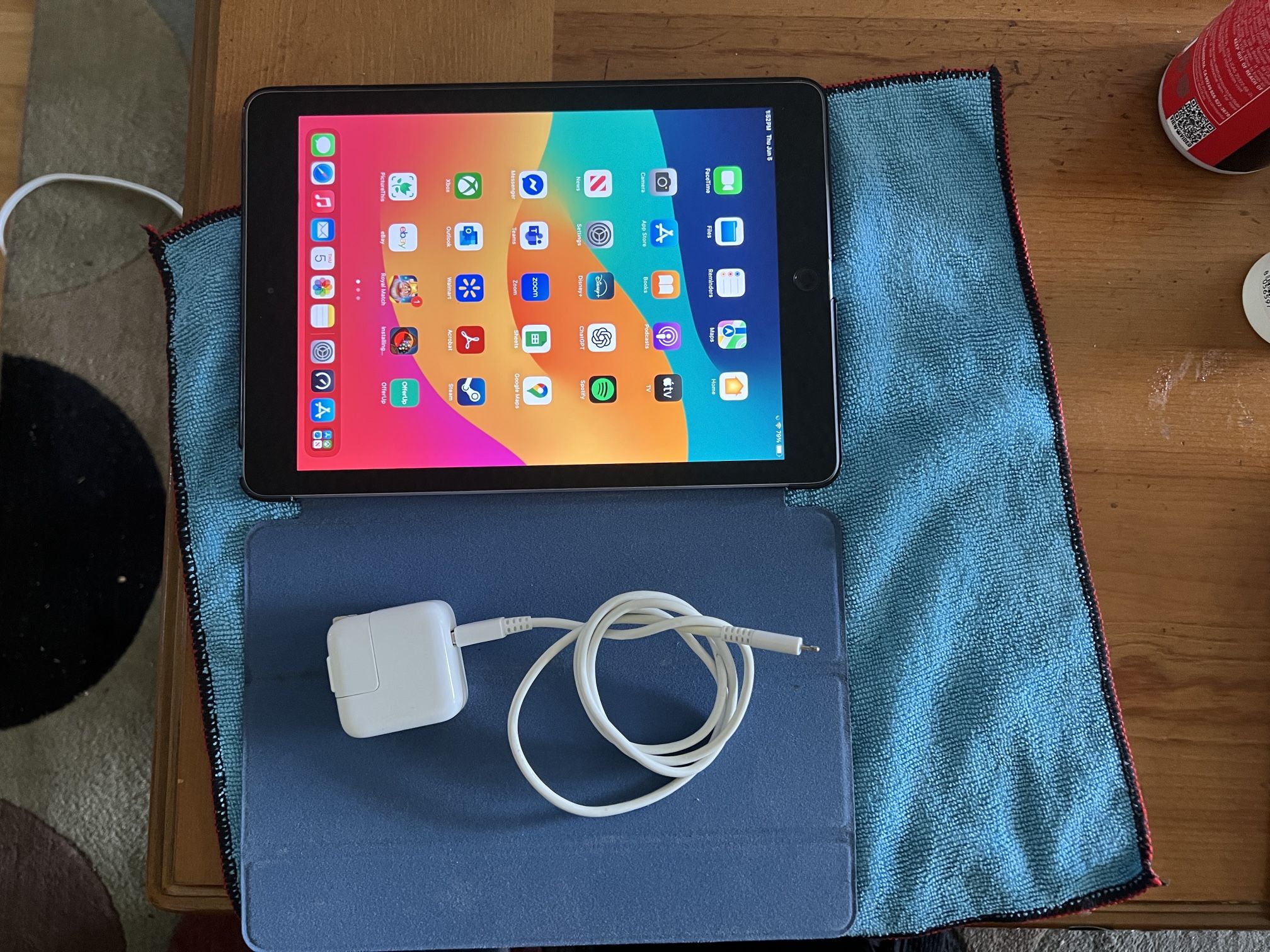 Apple Ipad 6th Gen 32 Gb Wifi Only 9.7 In With Apple Case Charging Block And Cable