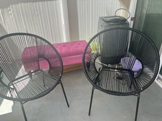 2 Black patio chairs