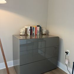 Push Drawer Dresser In Fancy Grey/ Taupe 