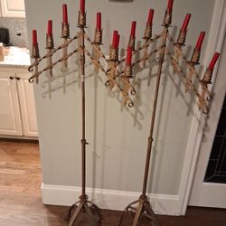 Pair Vintage 7 Candle Floor Candelabra Weddings Ceremonies  Special Events 