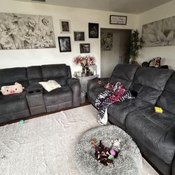 Dark Grey Recliner Couch