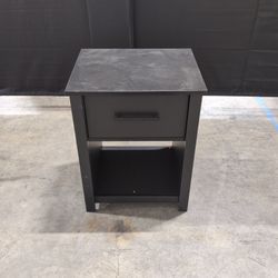 Ameriwood HOME Black Wood Composite Nightstand with Open Shelf