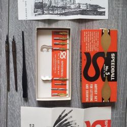 Vintage Speedball No. 5 Artist Set for Lettering and Drawing Nibs Pens