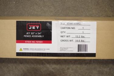 JET 32" x 24" Fence Assembly for Router Tables, M/N 737001