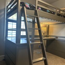Twin Loft Bed with Desk and Drawera
