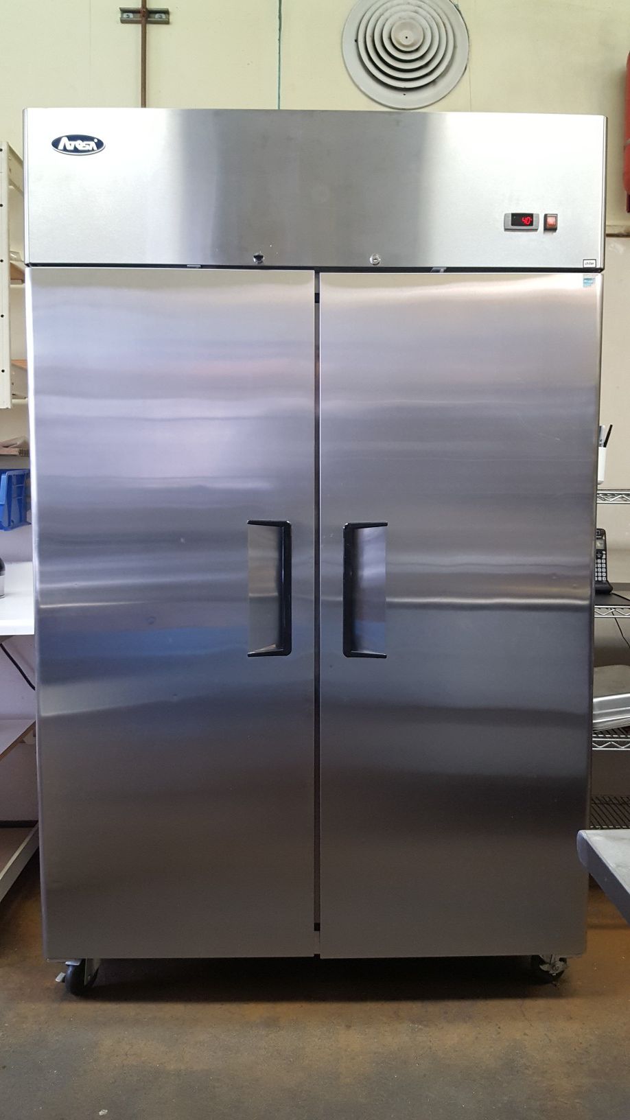 Atosa 2-door refrigerator with extra shelves