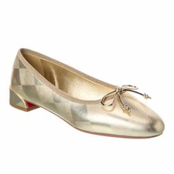 CHRISTIAN LOUBOUTIN SWEETIE JANE PAVLODO BALLERINA FLATS GOLD LEATHER SZ 39 NEW