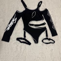 New 1xl SLANDER x iHR Reflective Outfit black bodysuit festival rave raver top