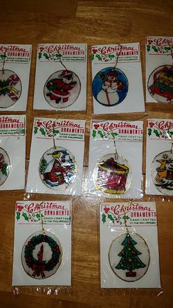 10 Vintage hand painted Christmas ornaments