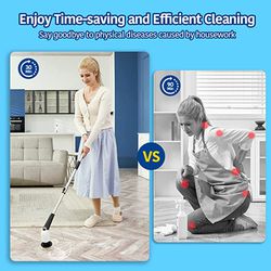 Electric Spin Scrubber Cordless Cleaning Brush with 8 Brush Heads