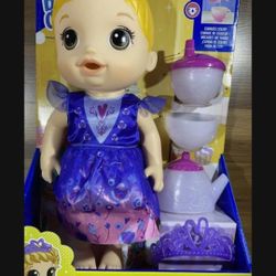 Baby Alive Princess Doll With Tea Set That Changes Color When Cold Water Is Added
