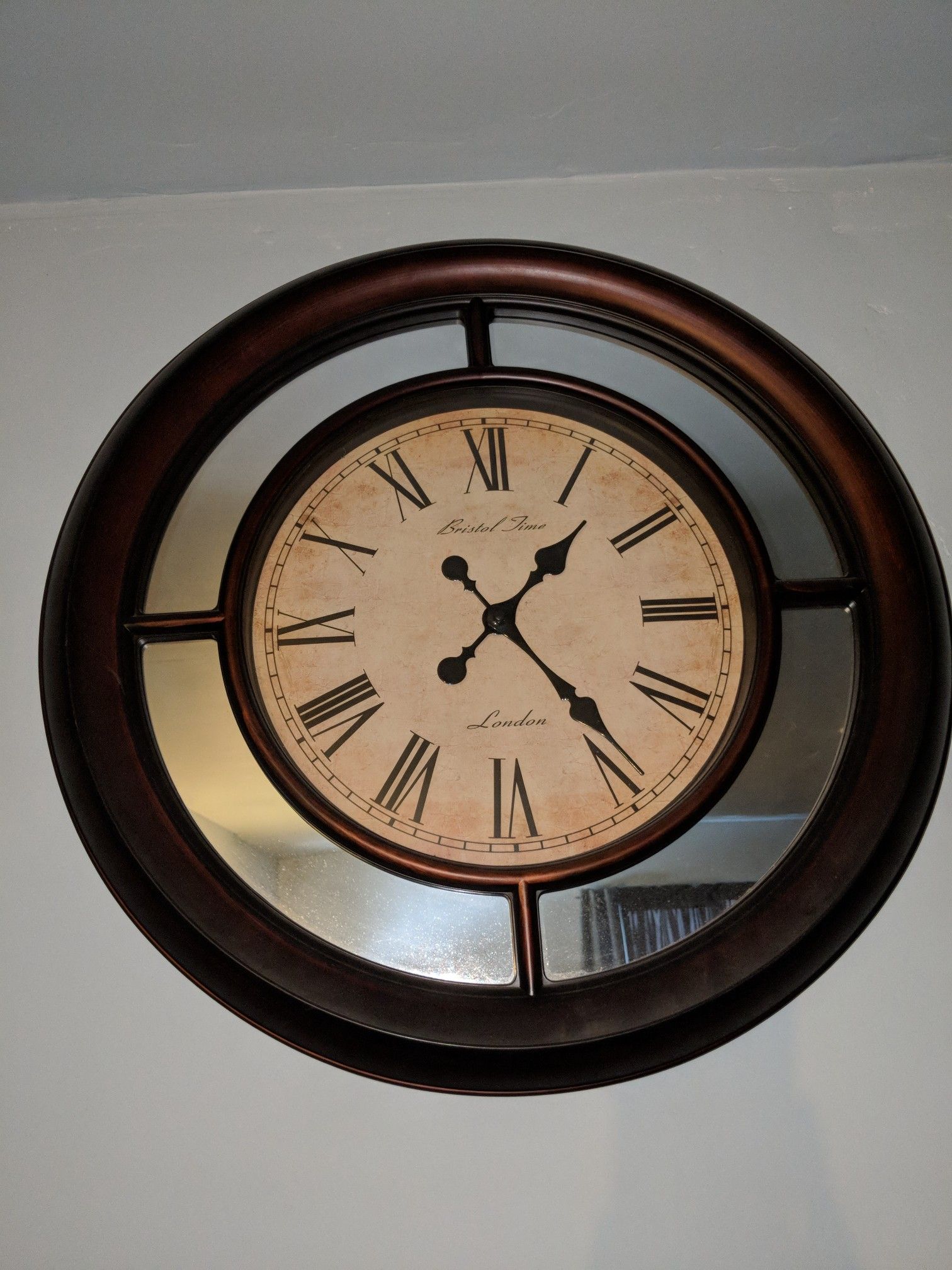 "Bristol Time London" wall clock with mirrors