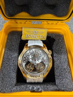 Invicta Specialty Twin-Axis Men's Watch w/ Skeleton Dial - 46mm. WHITE SILICONE.