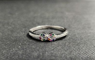 925 Sterling Silver “Colorful Eternity” Infinity Ring with Radiant Zirconia