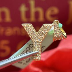 14K YELLOW GOLD, DIAMOND “Y” CHARM