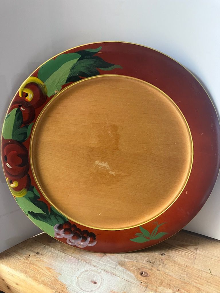 Vintage Robinhood Ware Wooden Serving Plate Hand Painted