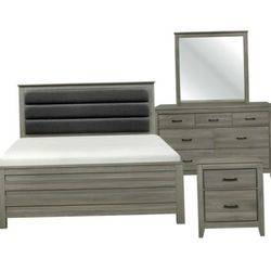 Bedroom Set 4 Piece Queen MODERN GRAY!