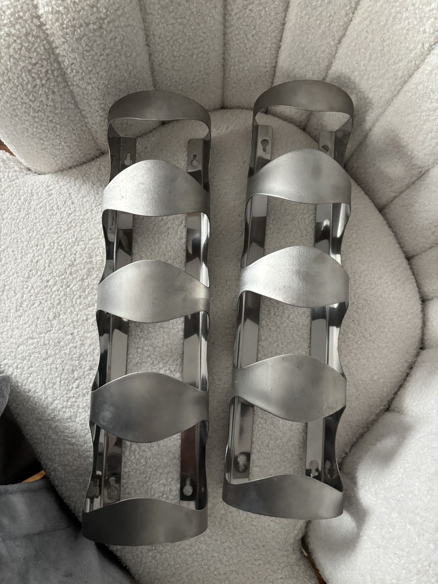 Set Of Brushed Nickel Wine Racks