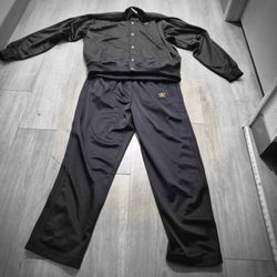 Adidas Grail Vintage 90s Black Gold Snap Trefoi Tracksuit Rare! A007