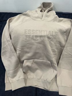 Essentials Fear of God Men’s Beige Pullover Hoodie 2XL Logo Graphic Pockets
