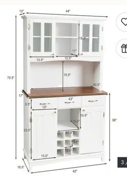 Hutch Kitchen Storage Cabinet with Wine Rack