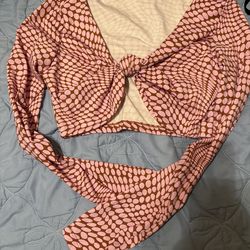 Pink brown print long sleeve