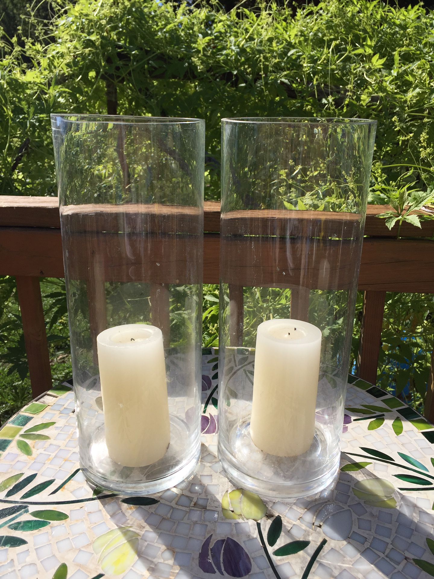 Glass cylinder pillar candle holders