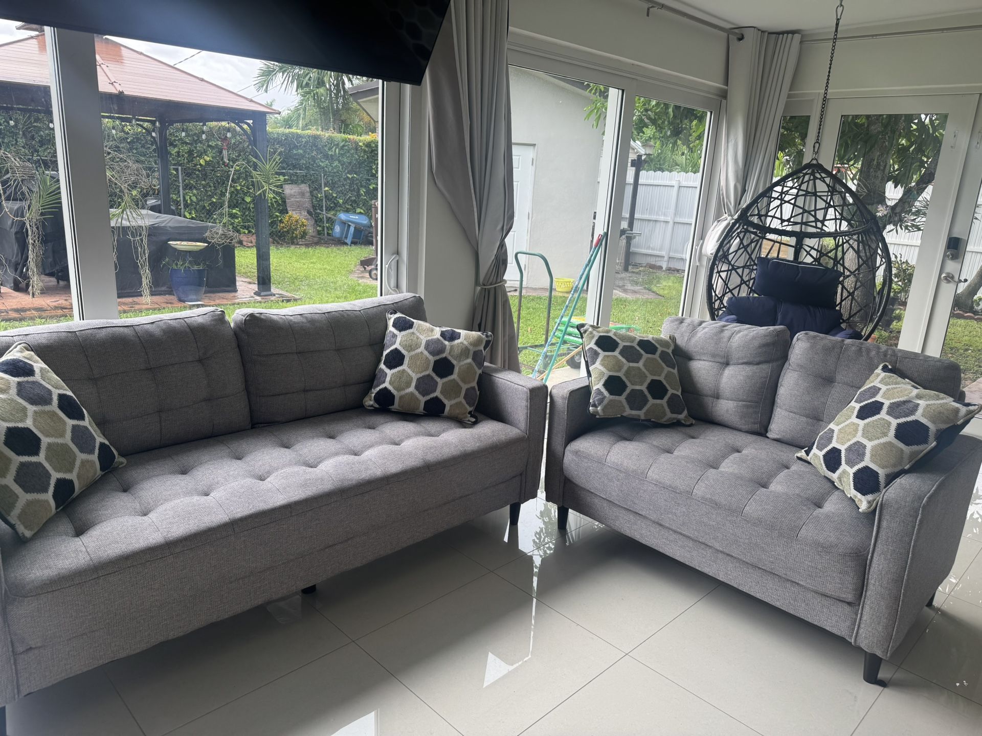 Gray Sofa and Love Seat