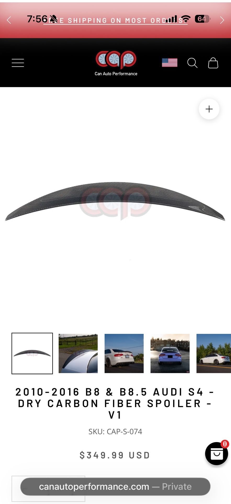 Audi S4 B8.5 Carbon Trunk Spoiler 
