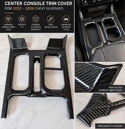 2022–2026 Chevy Silverado Carbon Fiber Center Console Trim Cover