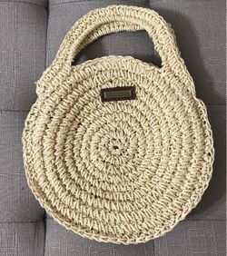 Round Woven Straw Hand Bag