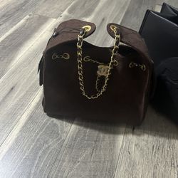 Brown Suede Shoulder Bag 