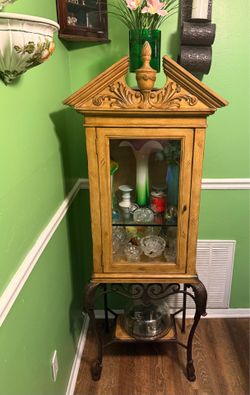 Wood and Iron Curio Display Cabinet