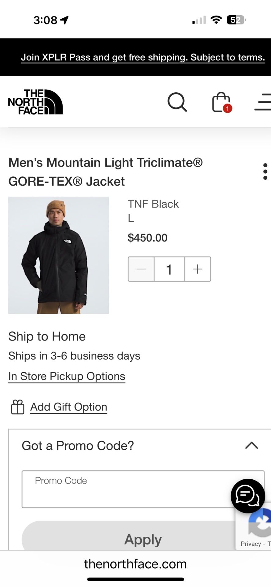 NWT: Northface Goretex Rain Jacket Men’s, Size Large