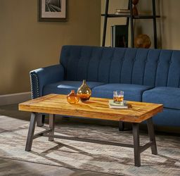 Rustic Acacia Wood Coffee Table