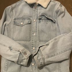  MNG Mango Men sherpa Jean Jacket Size Medium 