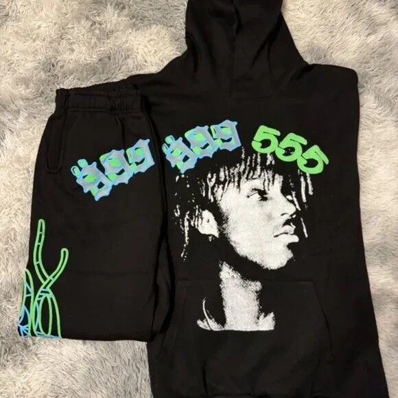 Spider x Juice Wrld Sp5der 999 555 Angel Number Black Men's Large