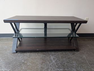 Contemporary Dark Wood and Glass TV Media Console