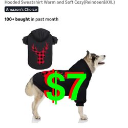 Dog Hoodie Sweater for Dogs Buffalo Plaid Pet Clothes Dog Hooded Sweatshirt Warm and Soft Cozy(Reindeer&XXL)