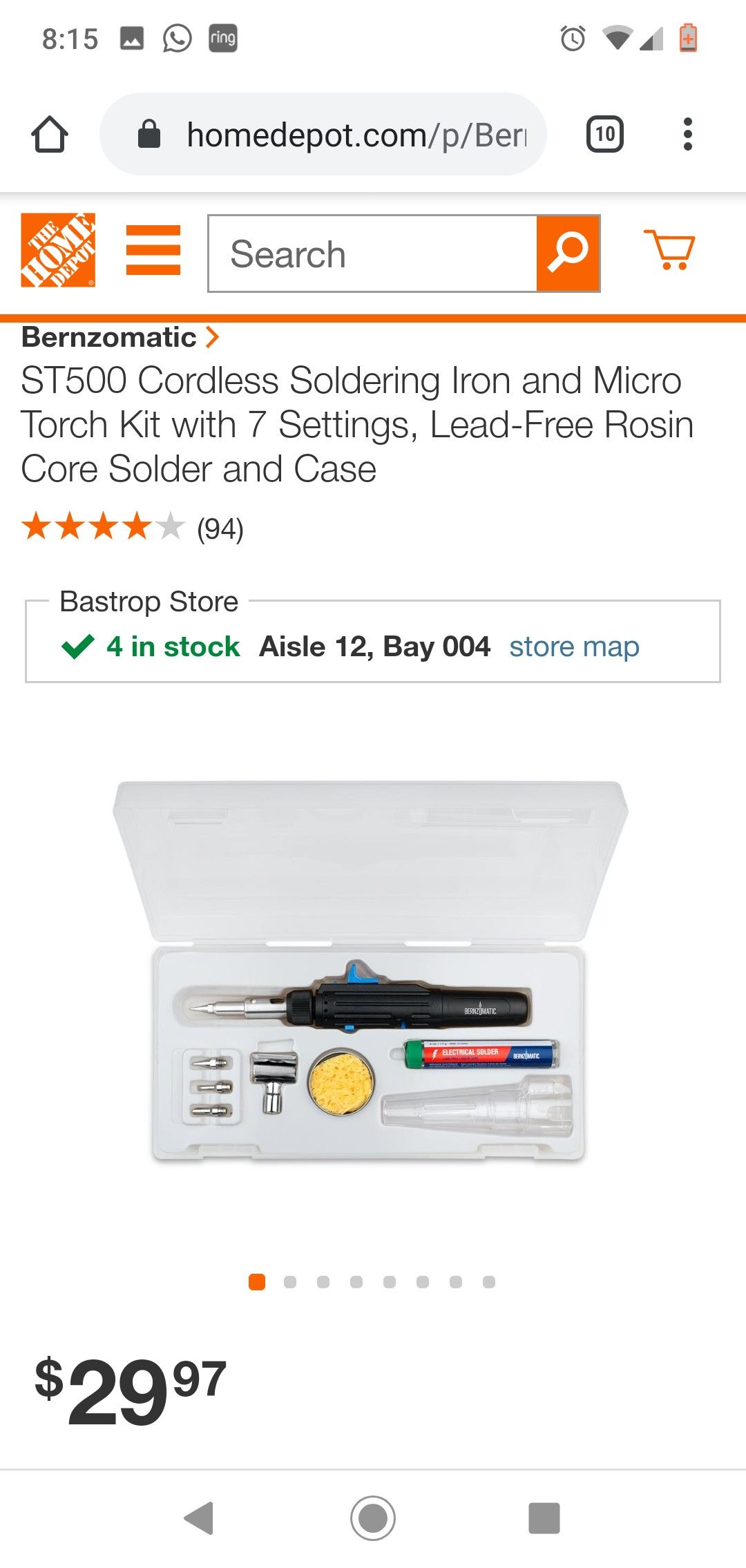 Bernzomatic ST500 Cordless Soldering Iron and Micro Torch Kit with 7