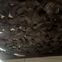 Large Indoor/outdoor Dark Brown Floral Painting Wall Art