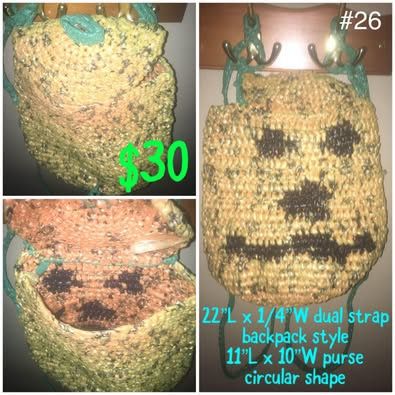 Pumpkin Crocheted Backpack Purse #26