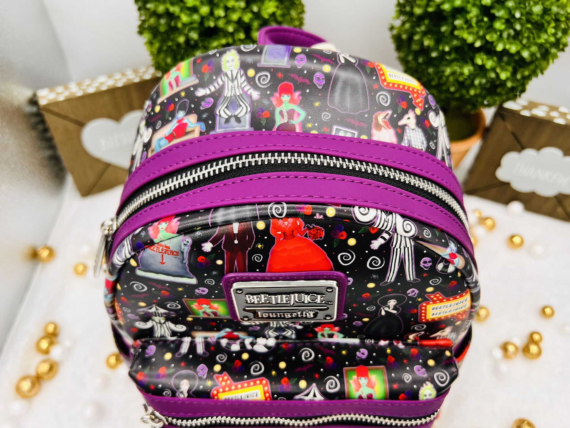 beeteljuice icons mini backpack Beetlejuice Note the coordinating lining. Loungefly Beetlejuice Icons Mini Backpack
